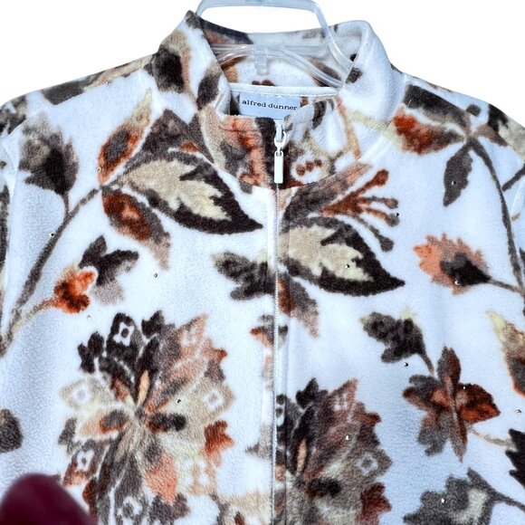 Alfred Dunner Floral Full Zip Fleece Jacket Rhinestone Sparkles PXL Leaves Fall - Picture 2 of 12